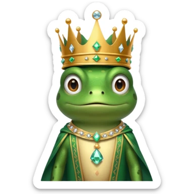 frog King, with crown, crystal and standing, royal cloth sticker