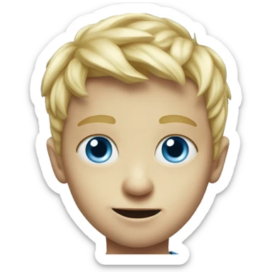blue eyed hyperrealistic super scary blond boy sticker