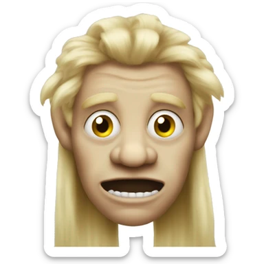 Ugly troll with long luscious blonde hair sticker