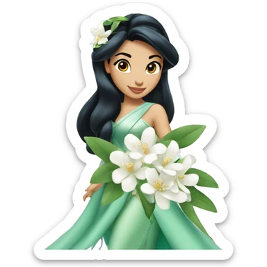 Jasmine disney princess with jasmine flower sticker