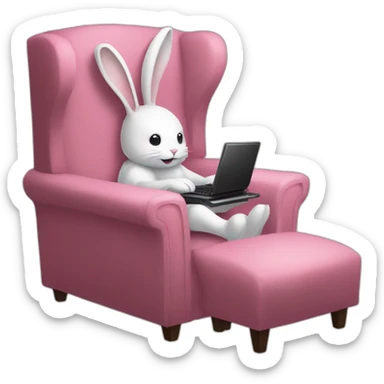 yugy bunny playing computer on pink chair dark souls 2 sticker