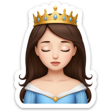 a brunette hair beautiful princess closing her eyes calmly sticker