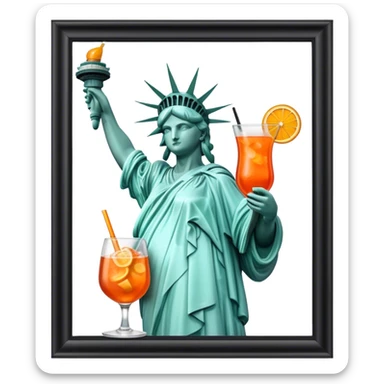 STATUE OF LIBERTY WITH AN APEROL SPRITZ COCKTAIL sticker