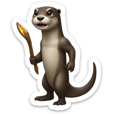 Otter in universe hunting s t rex  sticker