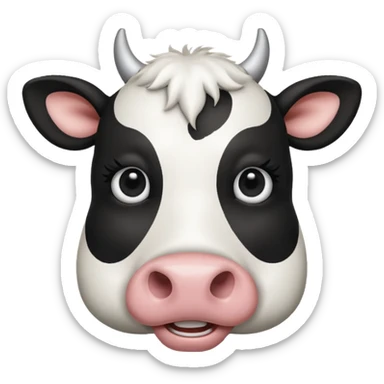 simple cow face, very simple dot eyes sticker