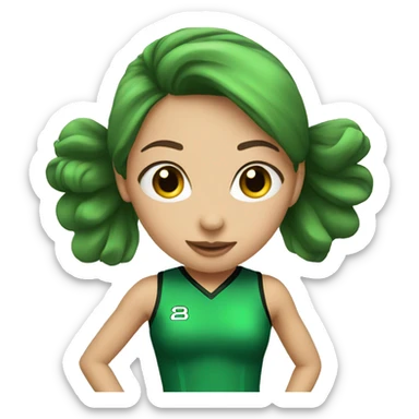 Cheerleader in green uniform  sticker
