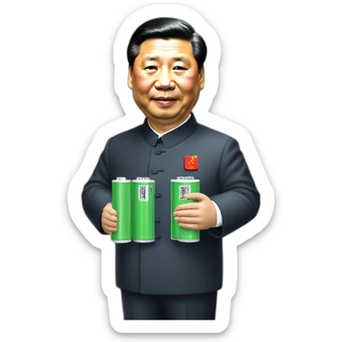 Xi Jinping holding li-ion batteries sticker