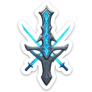 space multiblade cross sword-with-blue-ray-blade sticker