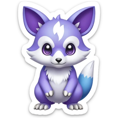 Cute cool purple white blue animal hybrid Fakemon full body sticker