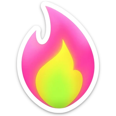 yellow,green, and pink flame sticker