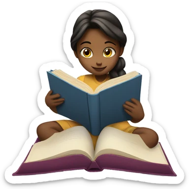 Girl reading a book peaking around the book  sticker
