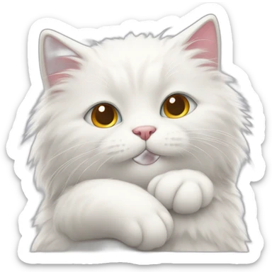 cute fluffy white cat hugs another cat sticker