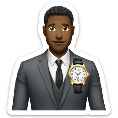 a man in an expensive suit with a very expensive watch on his hand sticker