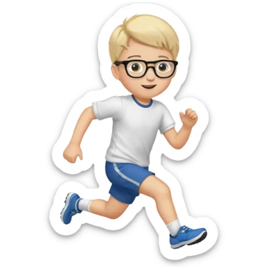 Little boy with glasses that is running sticker