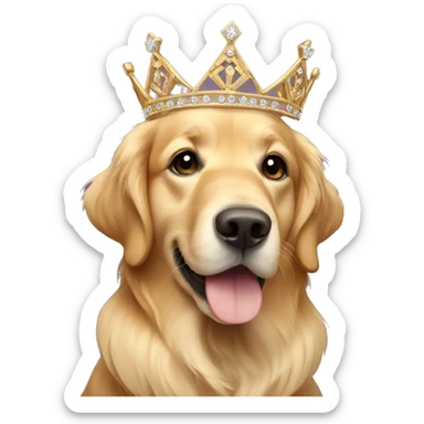 Golden retriever wearing tiara sticker