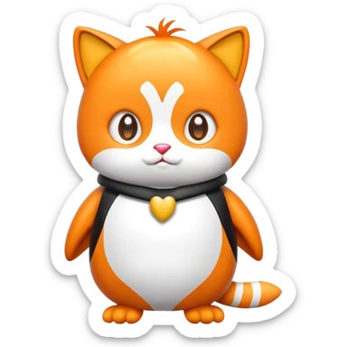 Un gato naranja con un traje de pinguino. sticker