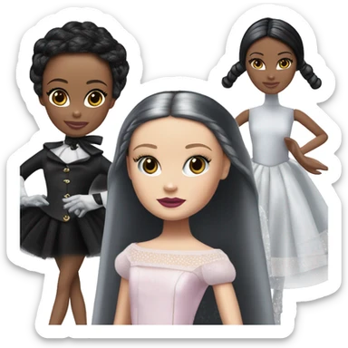 Prima Ballerina Barbie, Wednesday Addams, cape,veil,showing off, show full body,accessories coat gloves  sticker