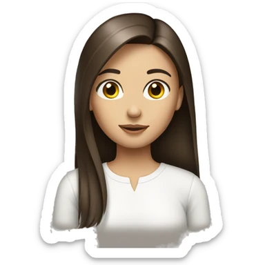 Make a brunette girl with straight hair sticker