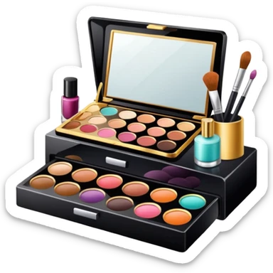 Productos de skincare aesthetic y maquillaje muchos productos en una mesa sticker