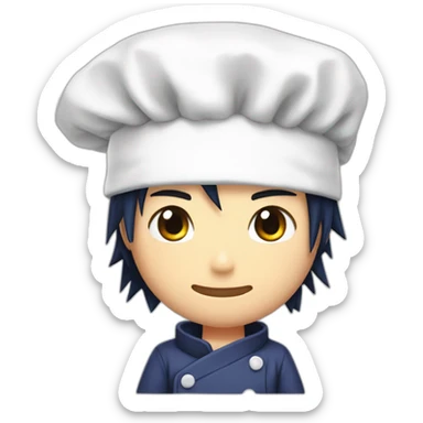 Sasuke uchiha in a chef hat sticker
