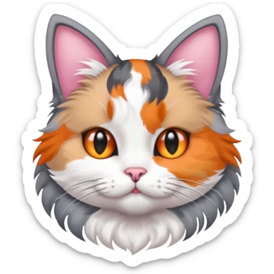 cat with pink bows on right side of ear sticker