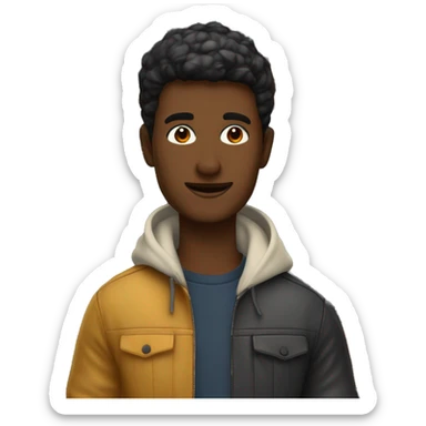 Jeune Homme noir de 33 ans habillé en tenue casual de marque dans un decor d'automne sticker