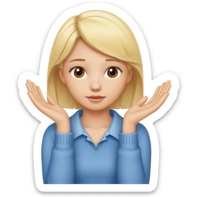 blonde girl holding neck with both hands sticker