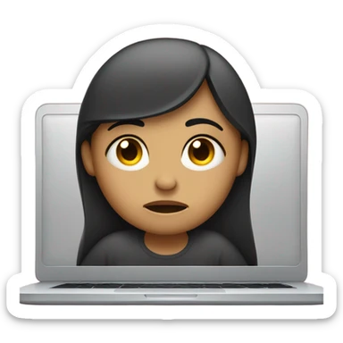 woman on laptop feeling discouraged, looking sad sticker