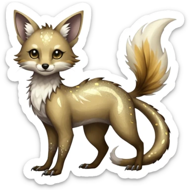 Feral Rare Fantasy and cool handsome badass  sparkly shiny Vernid-Trico-species by LiLaiRa, random markings, tufted tail, tufted ears, full body sticker