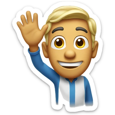 goofy character waving sticker