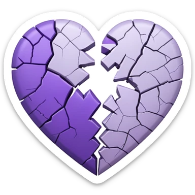 coração quebrado metade branco metade roxo sticker