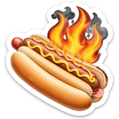 Hand Holding a Flaming Hotdog sticker