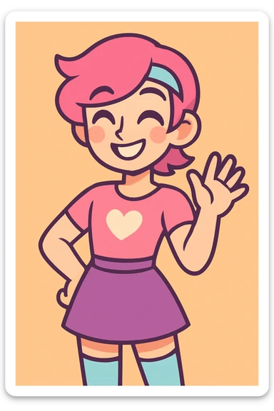 cute femboy with a smile sticker