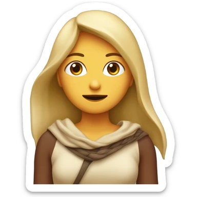 Chica rubia tapada con una manta marrón que le llega hasta la cabeza  sticker