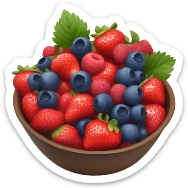 bowl of strawberries and blueberries and raspberries  sticker