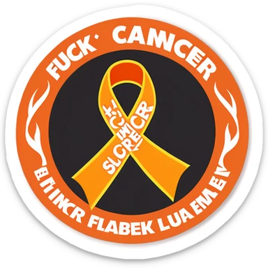 Leukemia cancer support ribbon fire with words FUCK CANCER ON RIBBON sticker