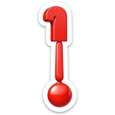 A bright red exclamation mark emoji, glossy, 3D, cartoon style, vibrant colors, smooth shading, simple background, iOS emoji style, high detail, cute and expressive
 sticker