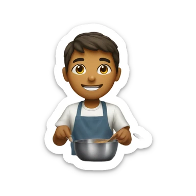 boy cooking in kitchen sticker