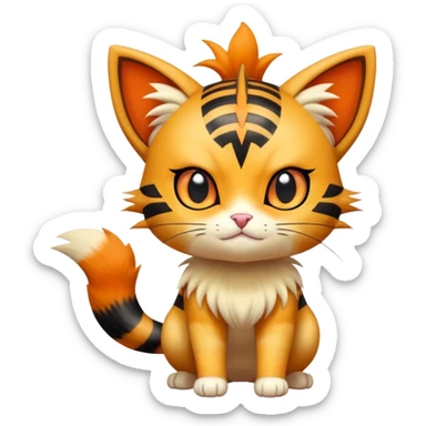 Shiny Cute Adorable Meowth-Litten-Littleo-Hybrid-Creature with pattern-markings sticker