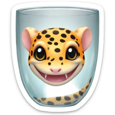 orange leopard gecko in a glass cup sticker