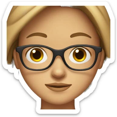 girl with clear glasses and brown hair sticker