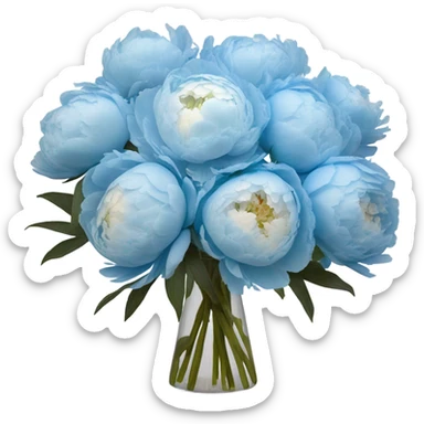 light blue peony bouquet sticker