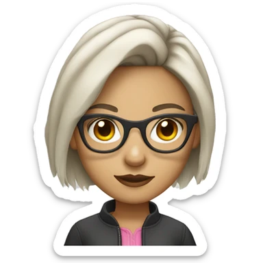 girl with a wolfcut and glasses and light skin sticker