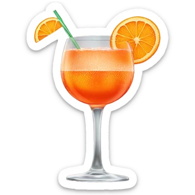 A whine glass which contains a kinda orange looking fizzy cocktail with an slice orange stuck ontop it’s called aperol spritz sticker