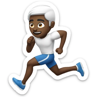 Running man. White skin black hair blue eyes. No other emojis just the running man sticker