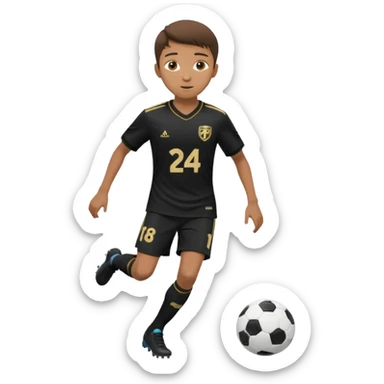 13 year old boy in black uniform that says Copa FC and number 24 that is playing soccer sticker