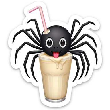 Black spider drinkin a milkshake  sticker