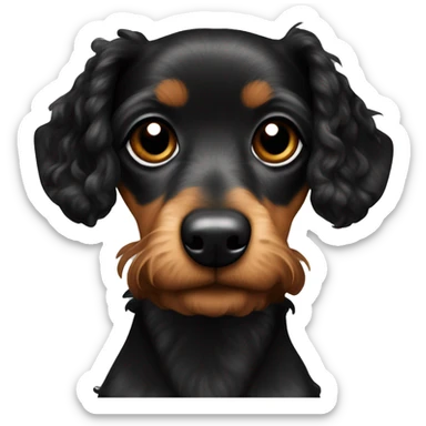 Doxiepoo black and tan curly ears but looks more like a Chiweenie sticker