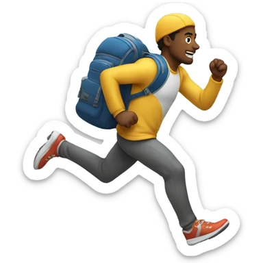 A man with a pack running really really fast sticker