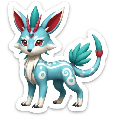  Tropical Tiny Marked Patterned Tribal WereGarurumon-Suicune-Linoone-Meloetta-Zangoose-fusion-hybrid-creature (full body) sticker